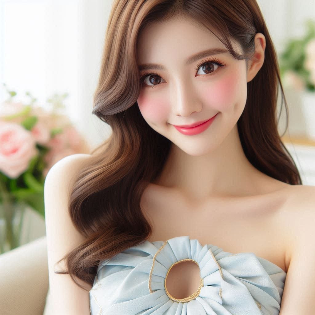 The girl is shy and blushing